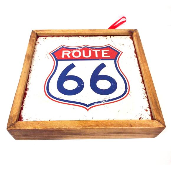 Home Decor ROUTE 66 American Classic Collection Metal Sign Decor Wood Fram - Picture 9 of 9